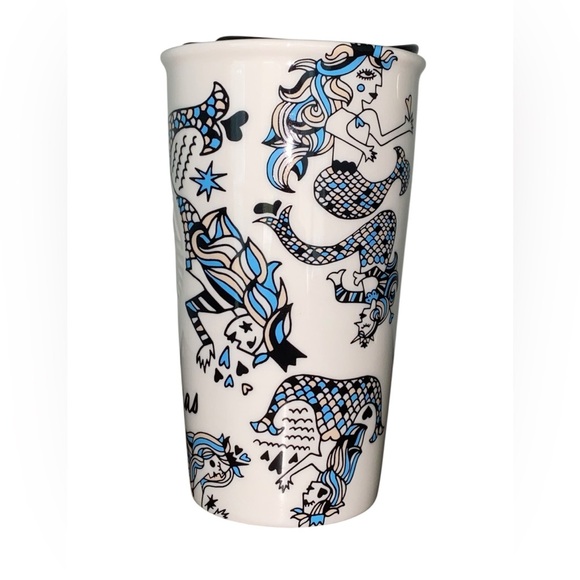 Starbucks Mermaid Las Vegas Tumbler With Lid Coffee Mug Cup Ceramic 2015 White - Picture 6 of 11